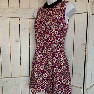 Forever 21 Floral Skater Mini Dress Collared Sm